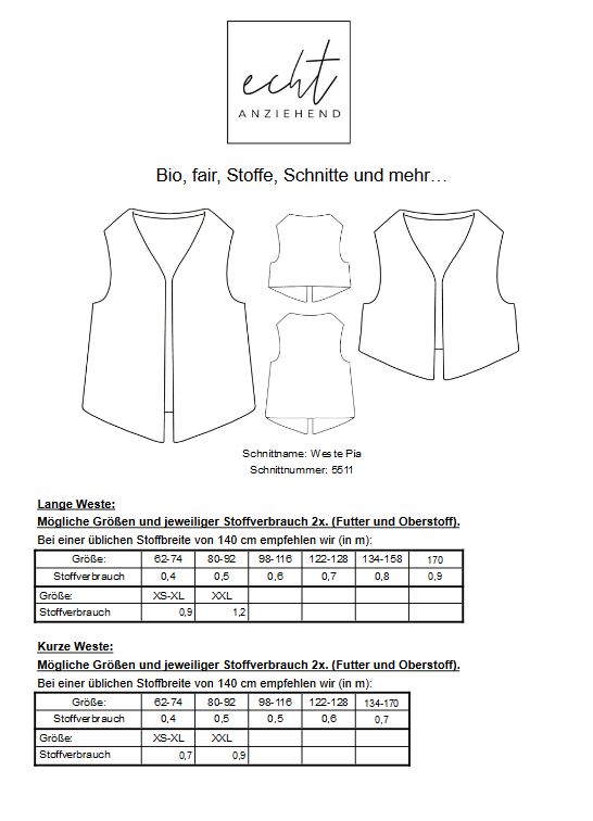 Weste Pia (lang+kurz)
