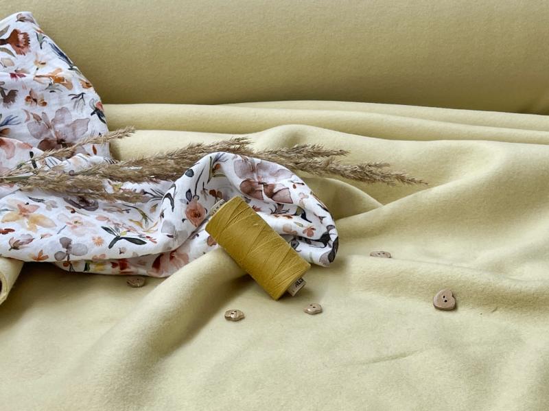 Bio Fleece Baumwolle rauch gelb